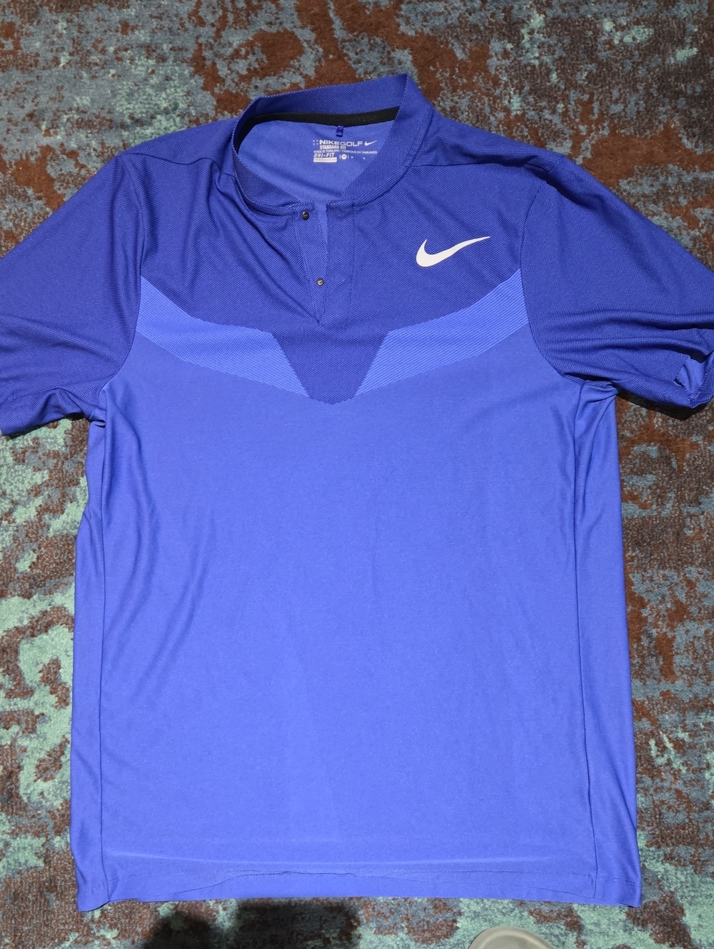 Nike Men’s Dri-FIT golf Shirt blade collar — Royal Blue with White Swoosh